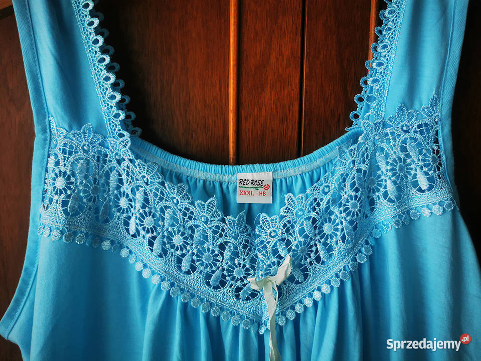 Koszula nocna bawełniana niebieska na