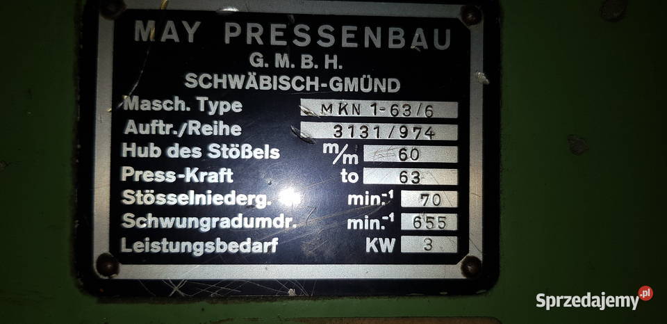 Prasa kolanowa 63T Leszno sprzedam