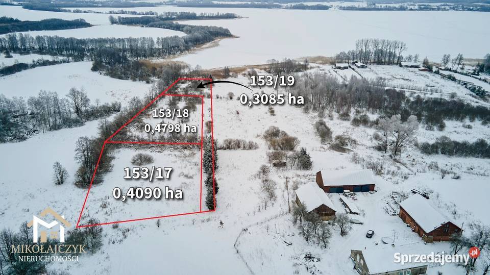 Działka 120 ha z linią brzegową jeziorem Pierwągi