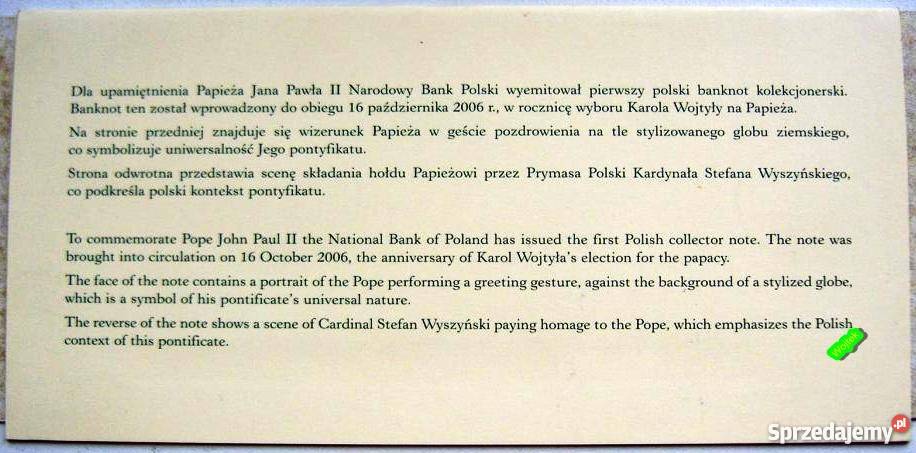 2x Banknot 50 Jan Paweł II Dwa Banknoty Złoto 24 śląskie Sosnowiec