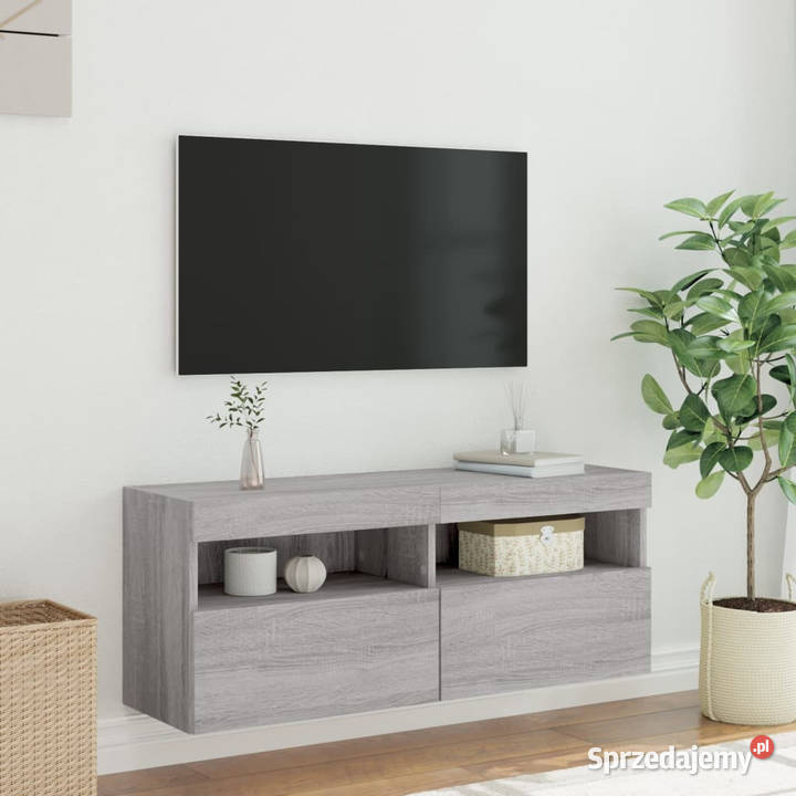 Ścienna szafka TV z LED szary dąb sonoma RTV mazowieckie Warszawa
