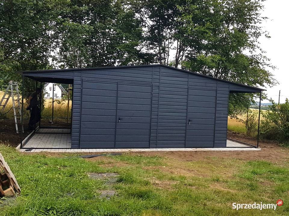 Blaszany montowany garaż 7x6m ciemny grafit Nieruchomości Wrocław