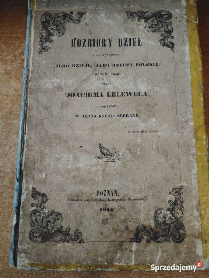 Rozbiory dzieł obejmujące Dzieje J. Lelewela Poznań 1844, pierwodruk