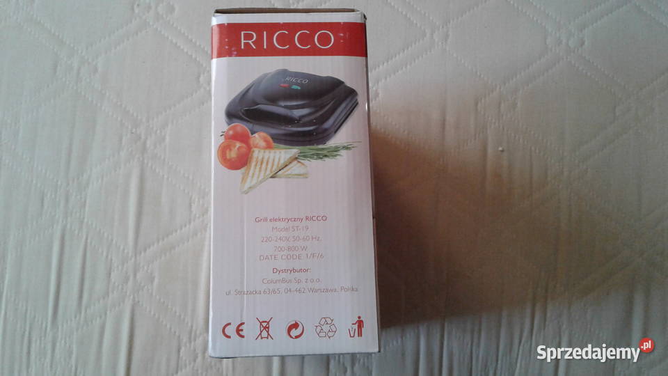 Grill Elektryczny RICCO model ST19 700800W NOWY Łomża