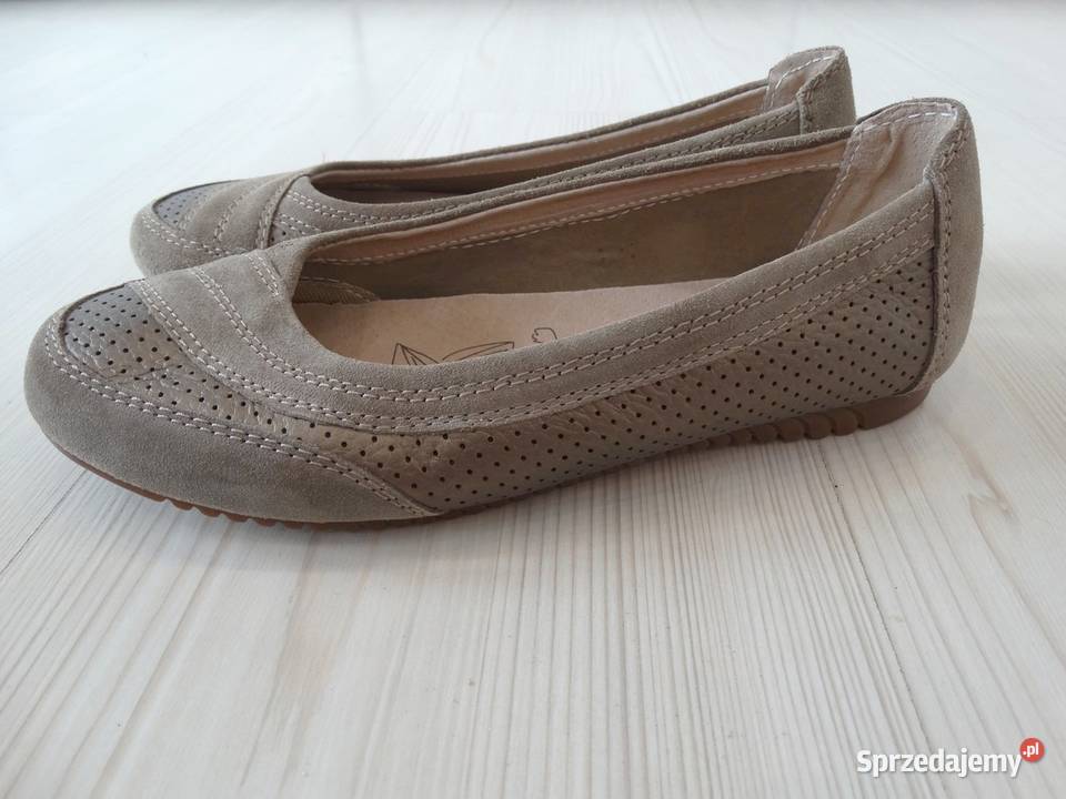 Buty Skórzane Skóra Naturalna Półbuty Baleriny skóra