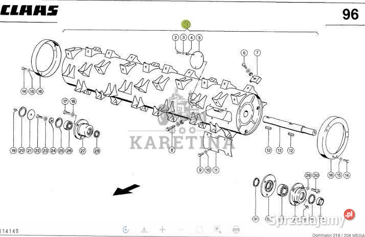 Claas Mega 208 218 360 370 Tucano 440 450 Bęben