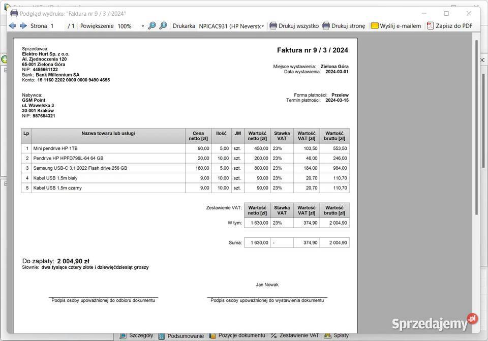 Faktura VAT program do faktur roczne Oprogramowanie łódzkie