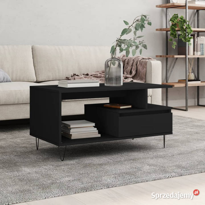 Stolik kawowy czarny 90x49x45 materiał Warszawa sprzedam