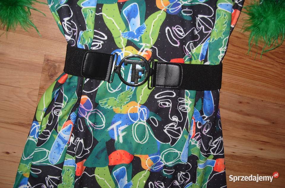 kolorowa sukienka TATU Pasek TATUcyrkonie r XL kolorowy Spódnice i sukienki