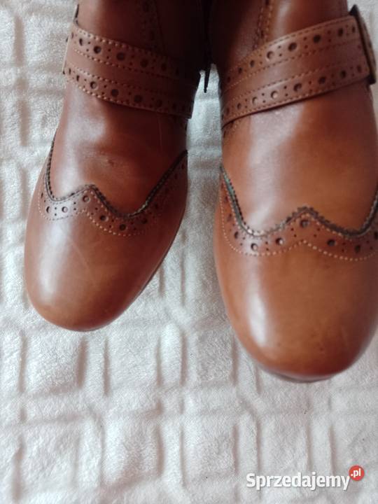38 Real Leather Skórzane Botki biznesowe z małopolskie Kraków