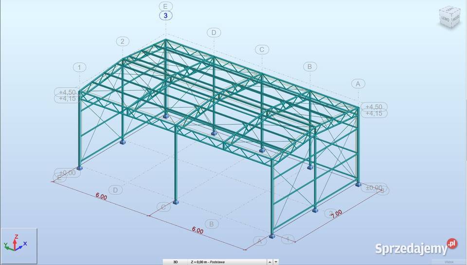 Konstrukcja Stalowa Dwuspadowa 7m x 12m 7x12