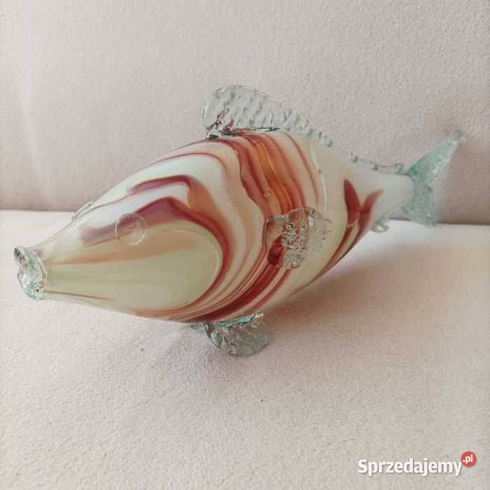 Szklana ryba szkło kolorowe z PRLu dolnośląskie