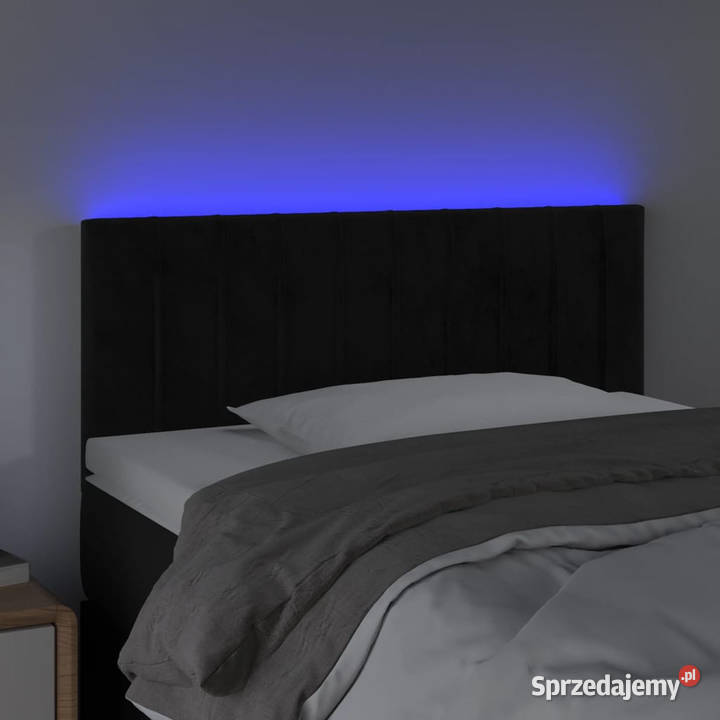 Zagłówek do łóżka z LED czarny 90x5x7888 aksamit Warszawa