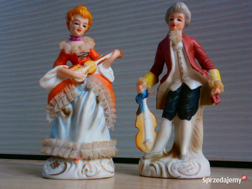 Figurki porcelanowe para z instrumentami 14 łódzkie Łódź