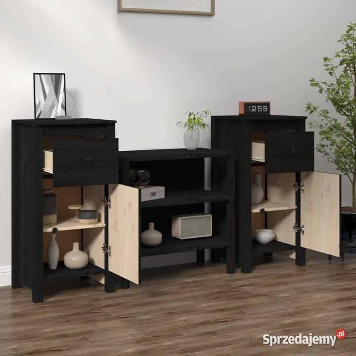 Szafki 2 czarne 40x35x80 lite drewno sosnowe Pozostałe mazowieckie Warszawa sprzedam