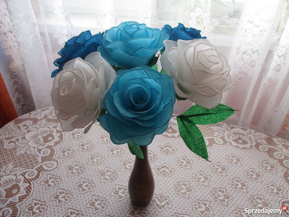 Bukiet 7 róż rękodzieło na prezent ślub imieniny Wrocław