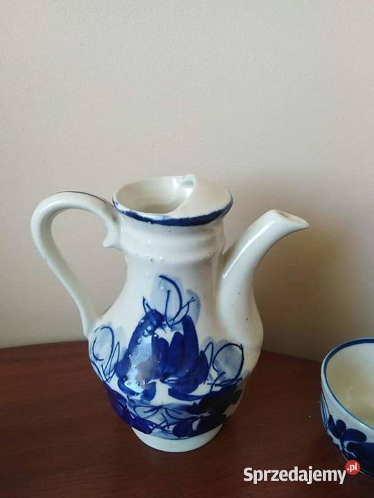 Serwis ce niebieski Porcelana i szkło Wałbrzych sprzedam