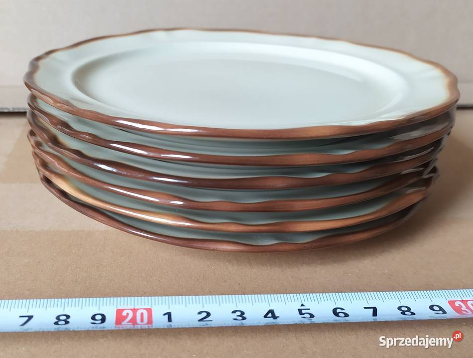 535 TALERZE małe 6 sztuk brązowe płaskie RETRO Łódź