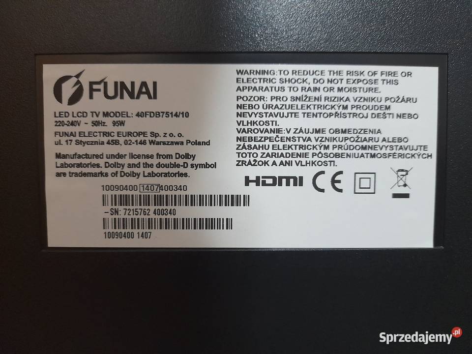 Telewizor LCD Funai 40FDB751410 HDMI