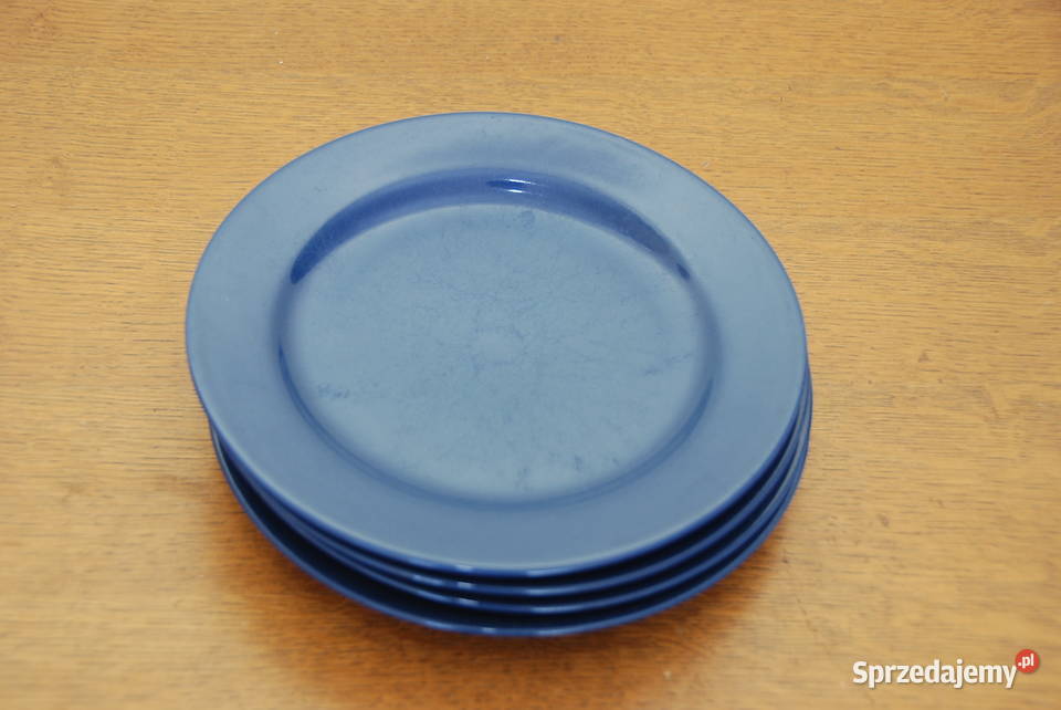 Niebieskie talerze obiadowe 4 sztuki ceramiczne Warszawa sprzedam