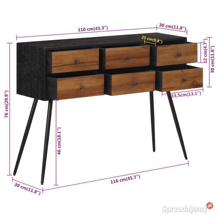 Stolik konsolowy z szufladami 116x30x76 Warszawa