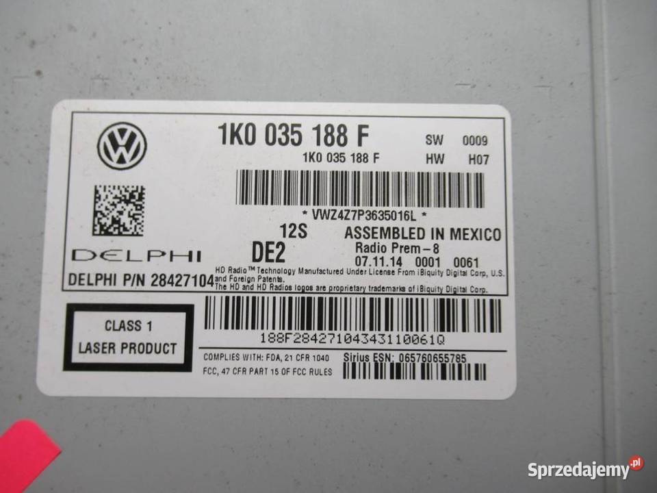 RADIO VW PASSAT B7 1K0035188F 1015 ODTWARZACZ