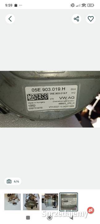 Alternator rozrusznik 48v VW audi 05E903019H osobowe