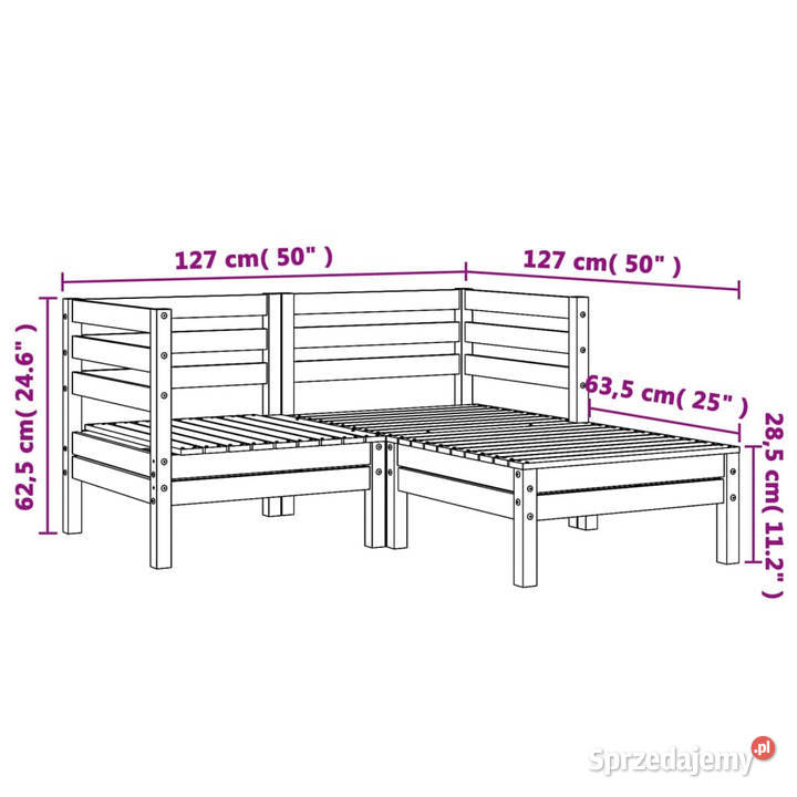 Ogrodowa sofa 2os z podnóżkiem impregnowane