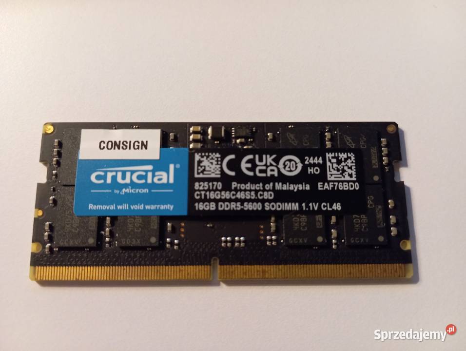 Pamięć RAM Crucial SODIMM DDR5 16GB 5600MHz CL46 śląskie Bytom