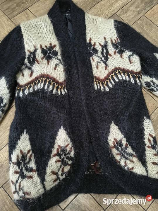 Hand made unikatowy sweter cardigan długi wełna śląskie Gliwice