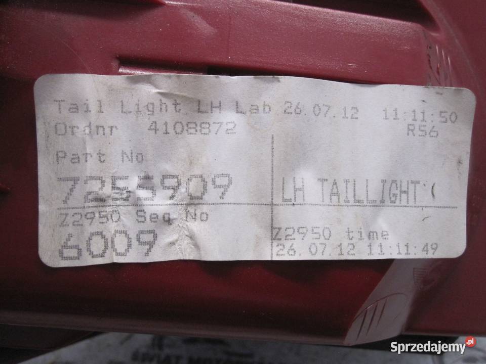 MINI COOPER II R56 12r lampa lewa tył 7255909