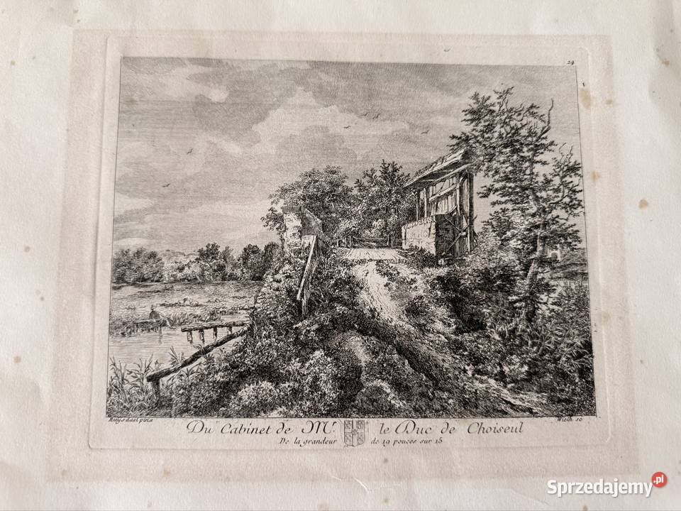 Antyczny miedzioryt XVIII w 1771 Duc de Choiseul Czerwionka-Leszczyny