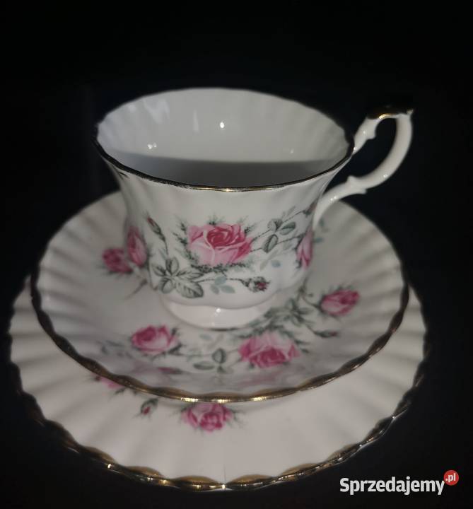 Filiżanka z talerzykiem deserowym roze Anglia Gdańsk