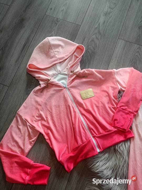 Komplet welurowy dres ombre różowy złote Kłodzko