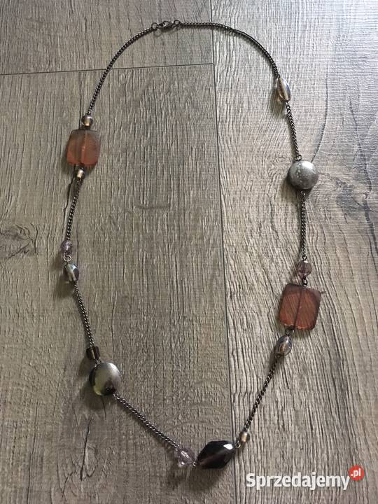 Długi naszyjnik vintage styl nowy korale brąz sprzedam