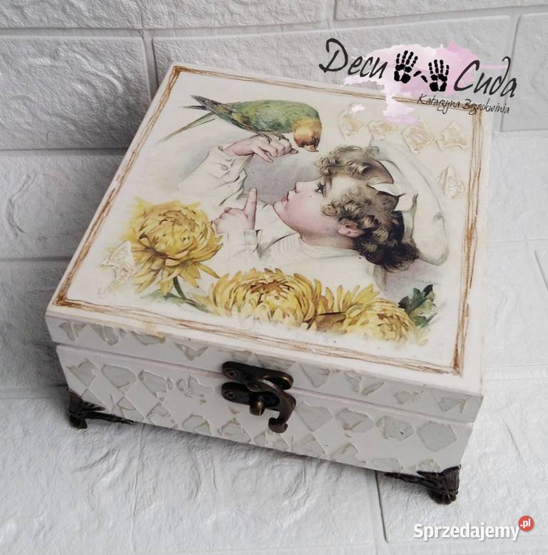 Pudełeczko szkatułka komunia decoupage wielokolorowy Dekoracje i ozdoby Kraków