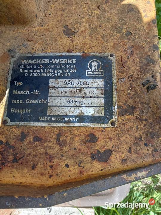 Zageszczarka gruntu Wacker DPU7060 635 Limanowa sprzedam