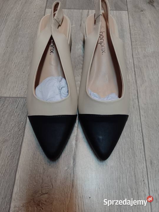 41 bpc Bonprix Beżowo czarne niskie czółenka Kraków