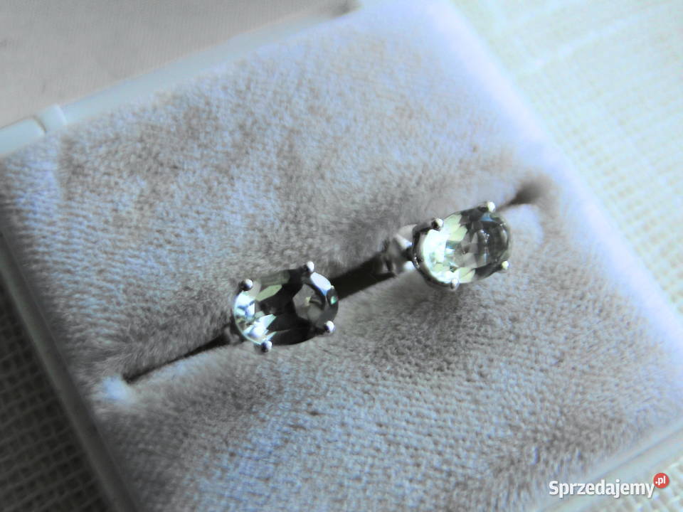 Kolczyki srebro 925 i seledynowe cyrkonie