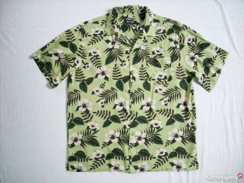 Puritan Letnia Koszula Męska Wzorzysta XL liście