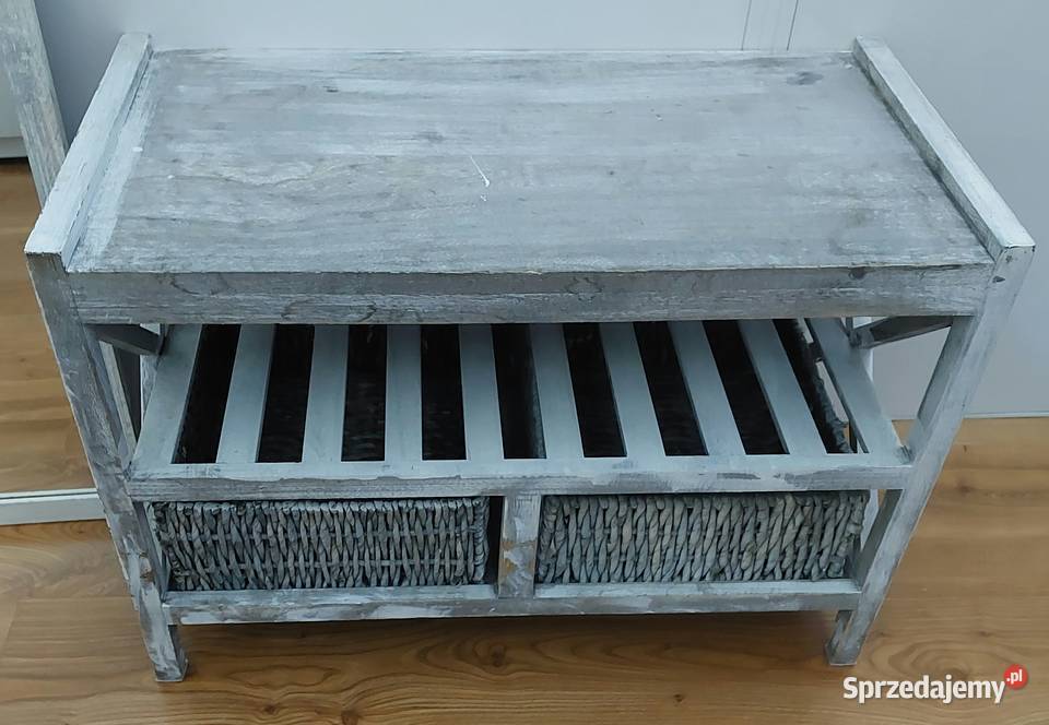 Lustro i szafka na buty z wiklinowymi koszykami Chrzanów