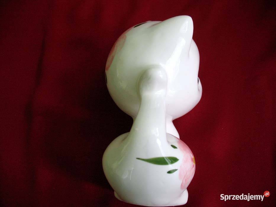 Kot ręcznie malowany kotek Figurka porcelana 14 mazowieckie