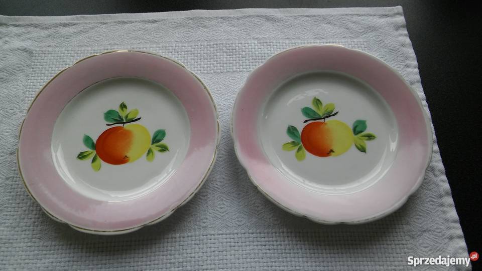 Komplet talerzyków XIX urocze zdobienie talerz Gdańsk