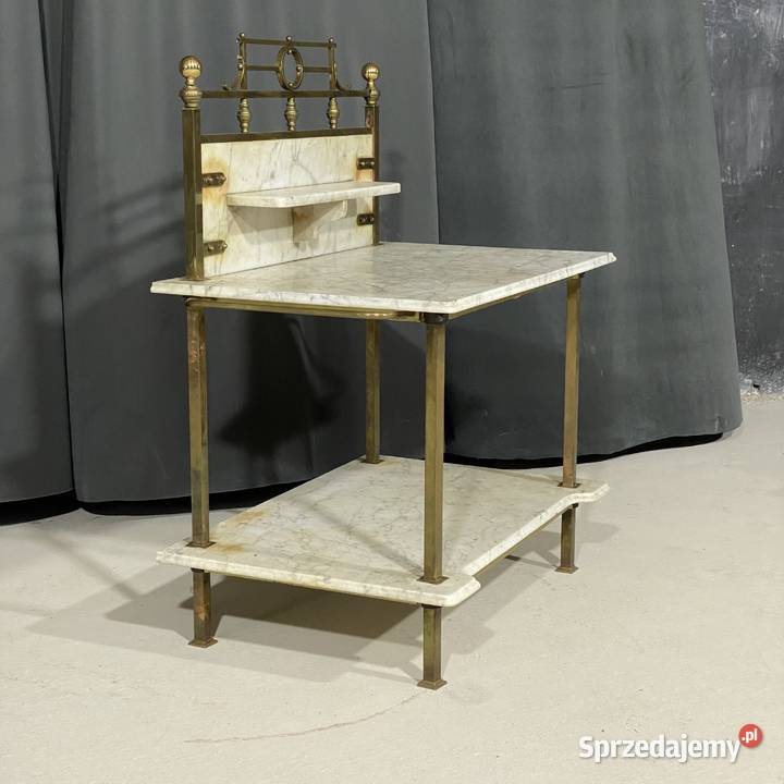 Antyczna konsola etażerka marmurowa z mosiężnym Budno