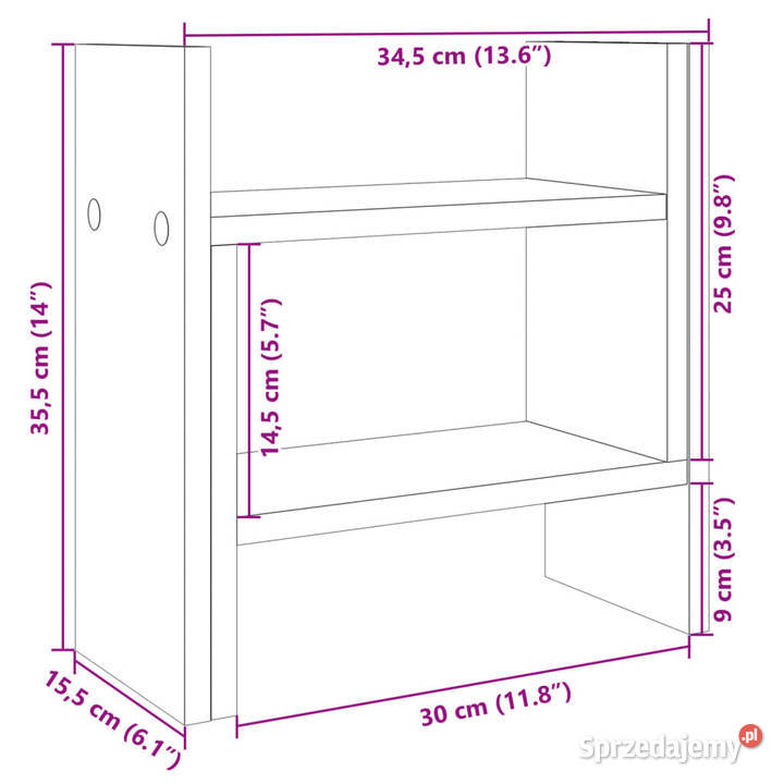 Organizer na biurko brązowy dąb 345x155x355 mazowieckie Warszawa