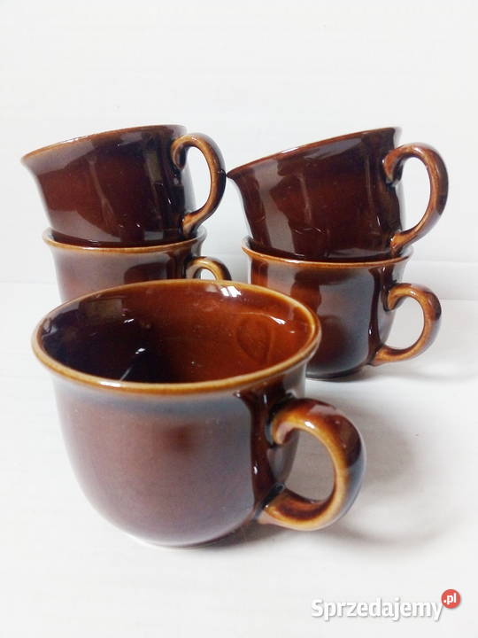 5 filiżanek Pruszków porcelit vintage PRL Częstochowa