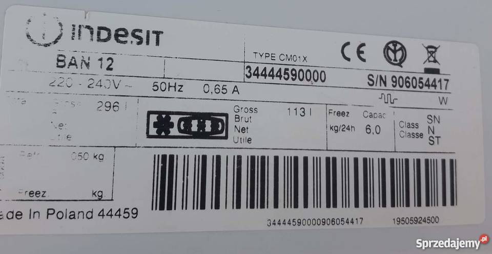 Lodówka INDESIT BAN12 175 możliwy transport Warszawa