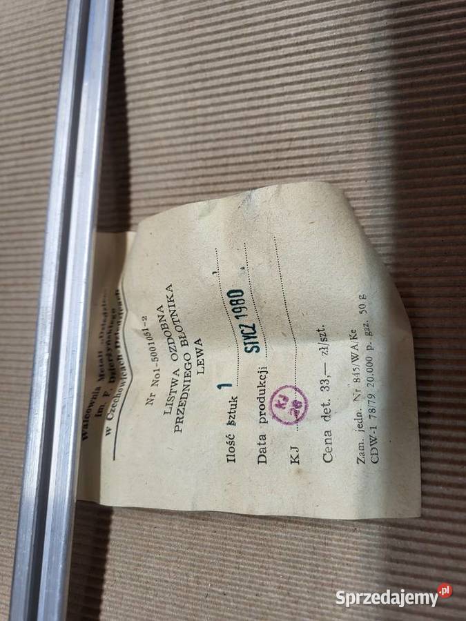 Syrena fabrycznie nowa listwa ozdobna przedni Rok produkcji 1980