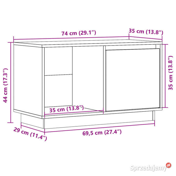 Szafka pod telewizor 74x35x44 lite drewno Warszawa sprzedam