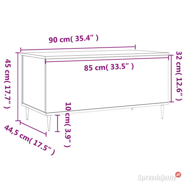 Stolik kawowy brązowy dąb 90x445x45 WM830971